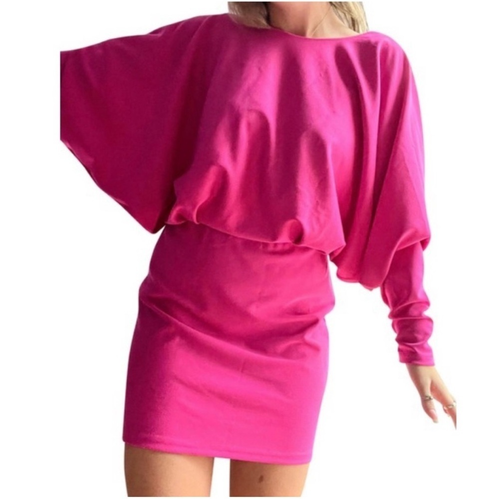 Zara Fuchsia Draped Open Back Mini Dress